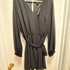 Chiffon Sleeve Black Women's Dress